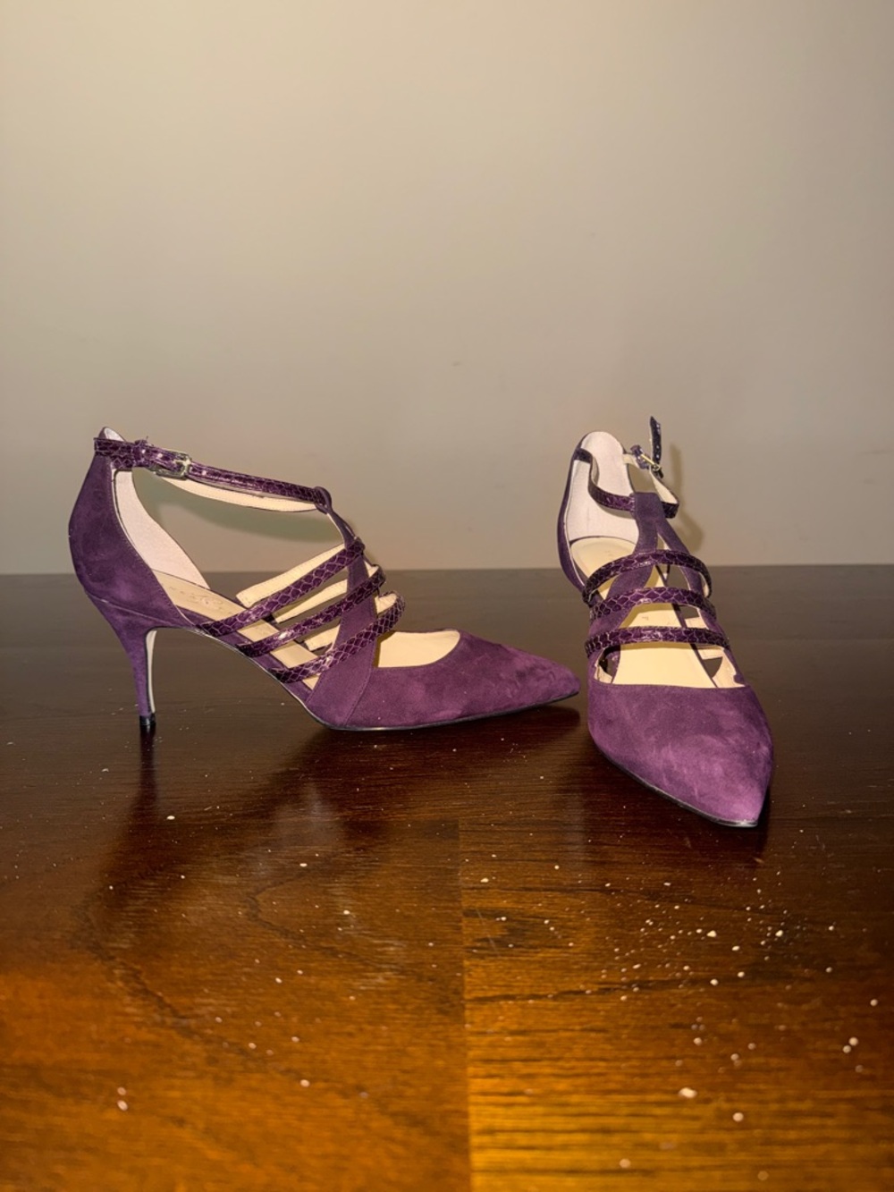 Women's Ivanla Trump Pointed Toe Strappy Pumps in Deep Purple plum size 11